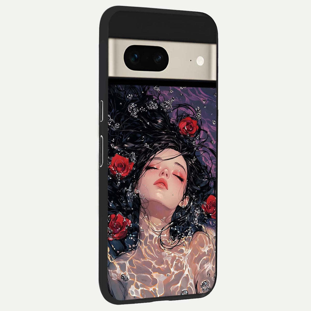  Crimson Rose Serenity back cover For Google Pixel 7 slim fit glass case with vibrant aesthetic design