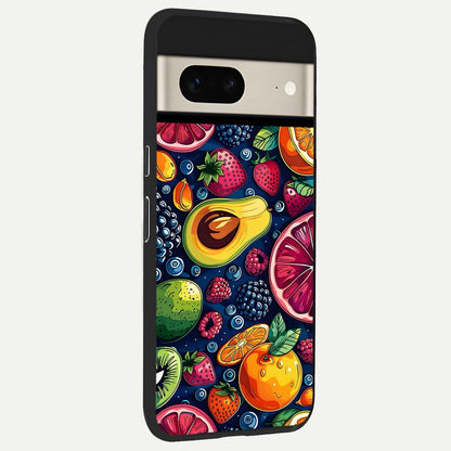  Cute Fruits Art back cover For Google Pixel 7 slim fit glass case with vibrant aesthetic design
