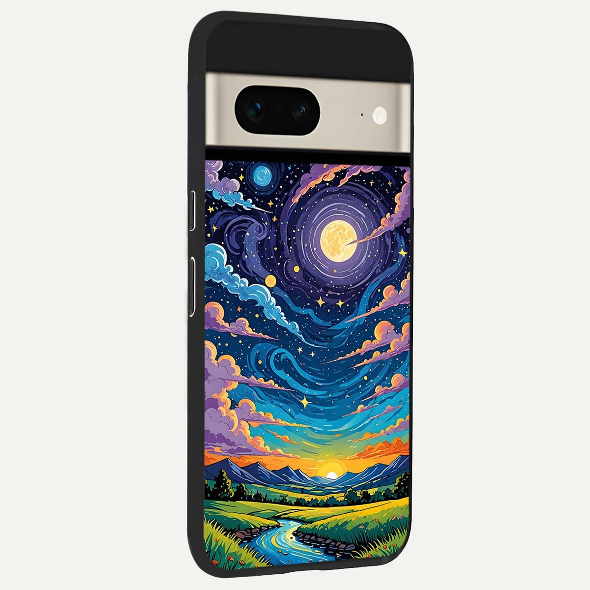 Dreamy Night Landscape back cover For Google Pixel 7 slim fit glass case with vibrant aesthetic design