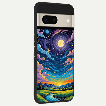  Dreamy Night Landscape back cover For Google Pixel 7 slim fit glass case with vibrant aesthetic design