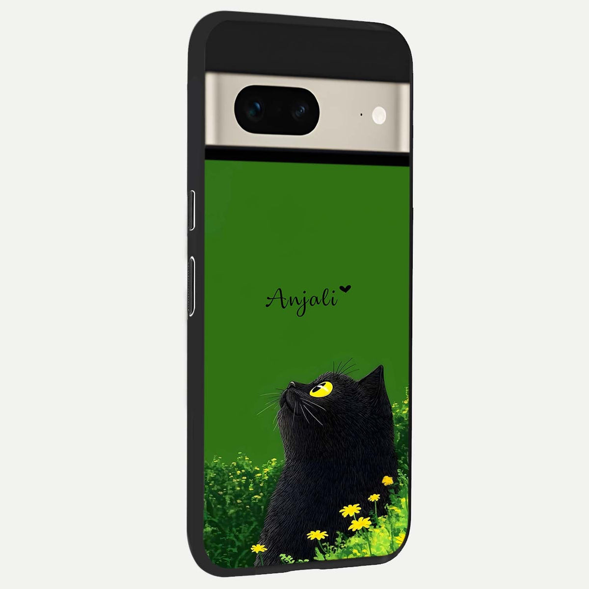  Emerald Cat Custom Name back cover For Google Pixel 7 slim fit glass case with vibrant aesthetic design