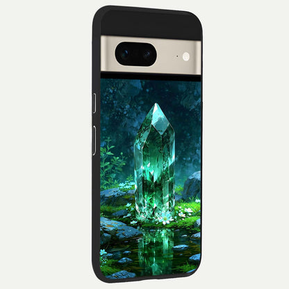  Emerald Light Crystal back cover For Google Pixel 7 slim fit glass case with vibrant aesthetic design