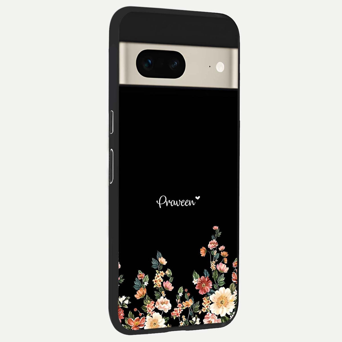  Floral Design Personalized Custom Name back cover For Google Pixel 7 slim fit glass case with vibrant aesthetic design