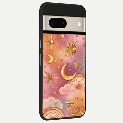  Golden Celestial Dreams back cover For Google Pixel 7 slim fit glass case with vibrant aesthetic design