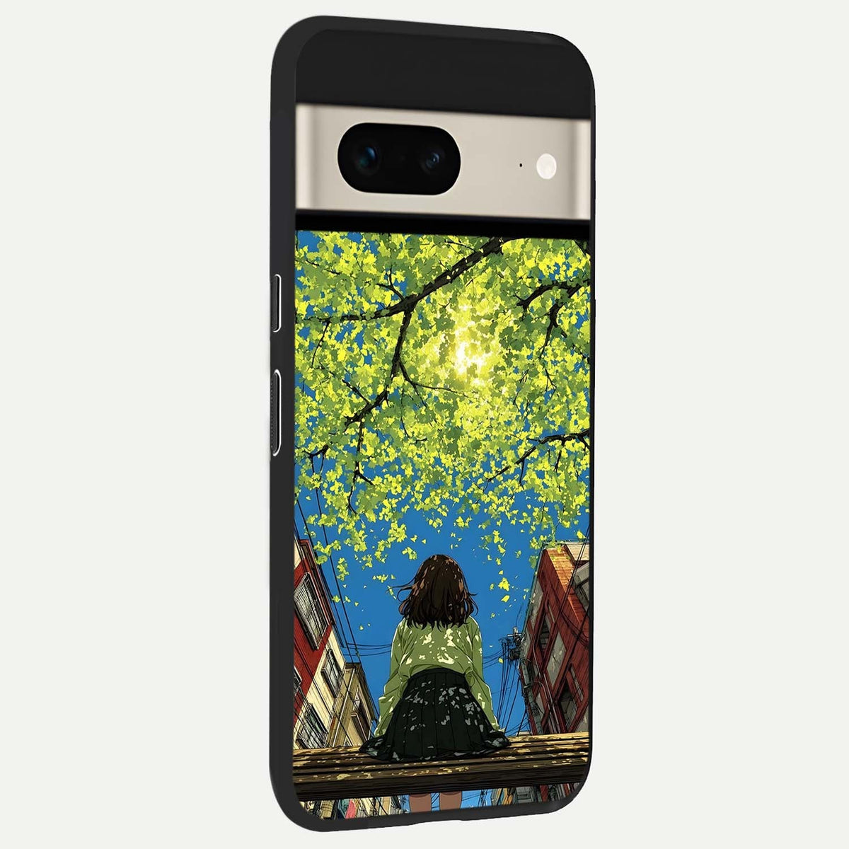  Golden Leaves Glow back cover For Google Pixel 7 slim fit glass case with vibrant aesthetic design