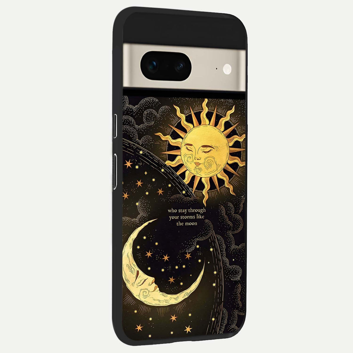  Golden Lunar Love back cover For Google Pixel 7 slim fit glass case with vibrant aesthetic design