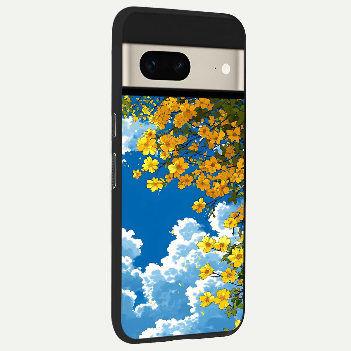  Golden Petal Sky back cover For Google Pixel 7 slim fit glass case with vibrant aesthetic design