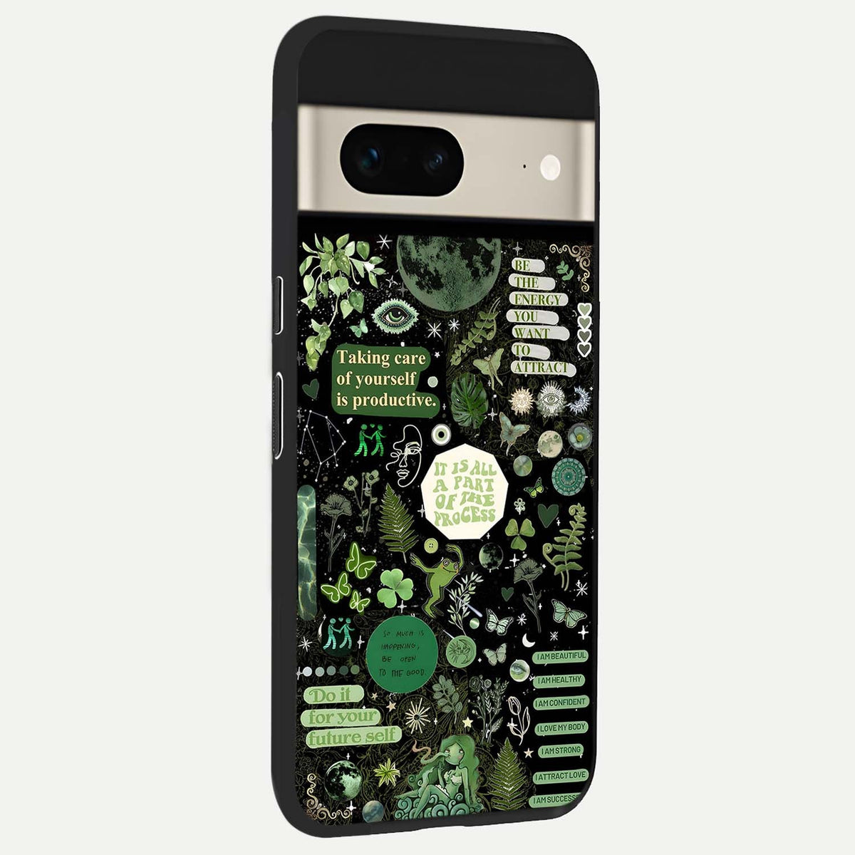  Green Mandala Pattern back cover For Google Pixel 7 slim fit glass case with vibrant aesthetic design