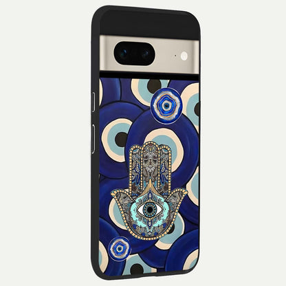  Hamsa Divine Guard back cover For Google Pixel 7 slim fit glass case with vibrant aesthetic design