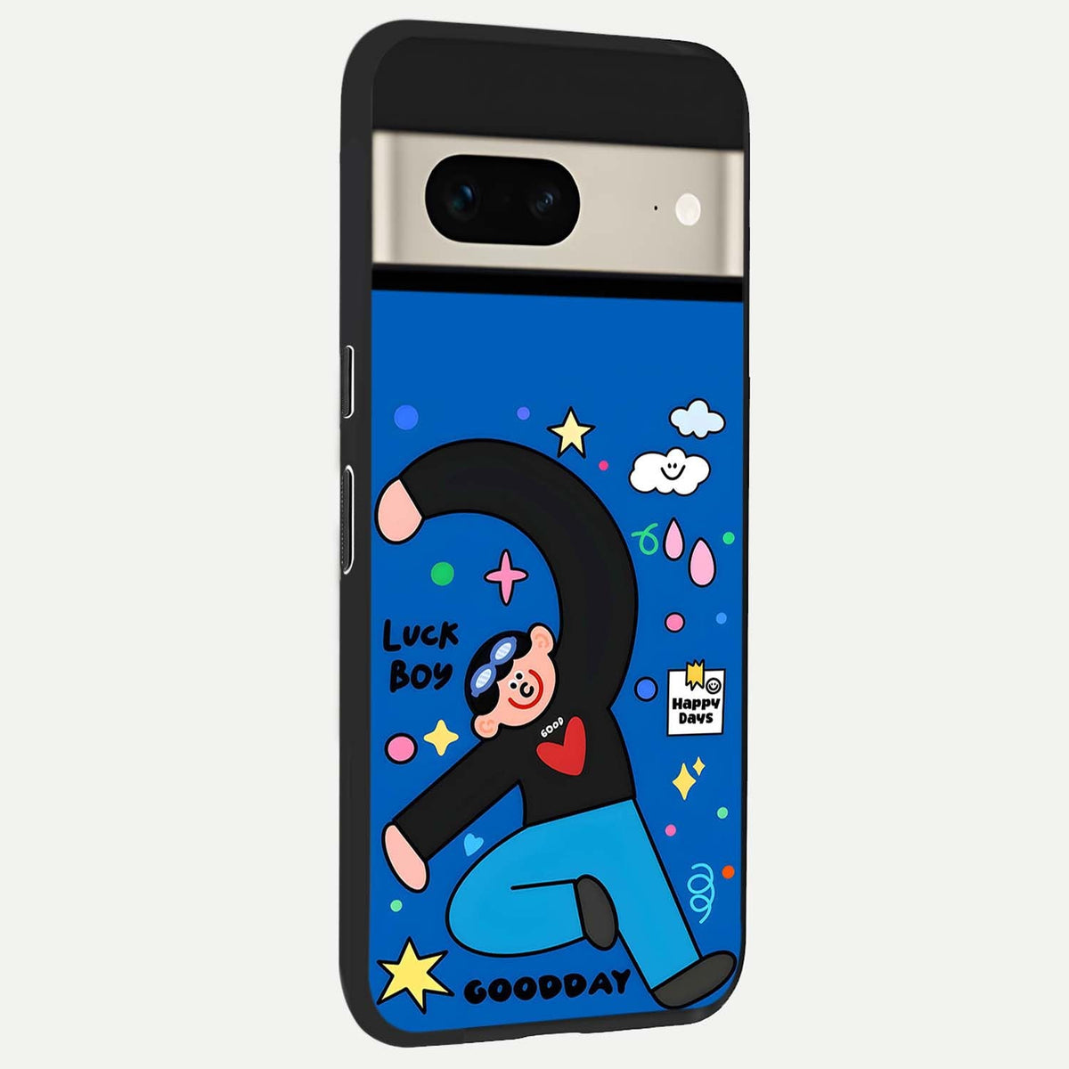  Happy Luck Vibe back cover For Google Pixel 7 slim fit glass case with vibrant aesthetic design