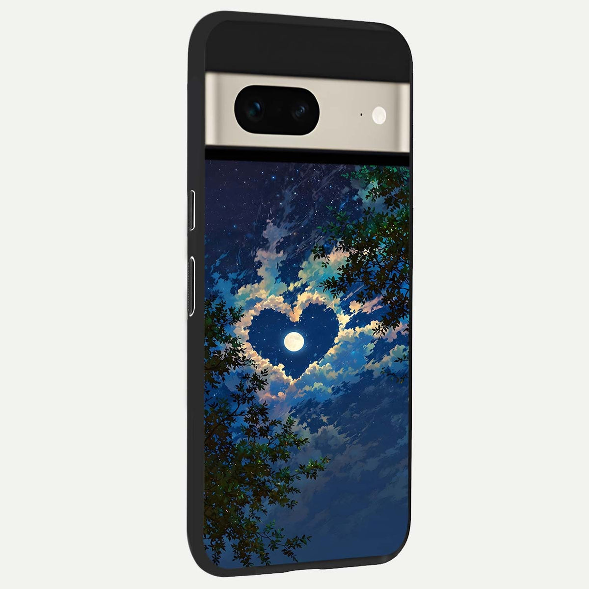 Heart With Moon Sky back cover For Google Pixel 7 slim fit glass case with vibrant aesthetic design