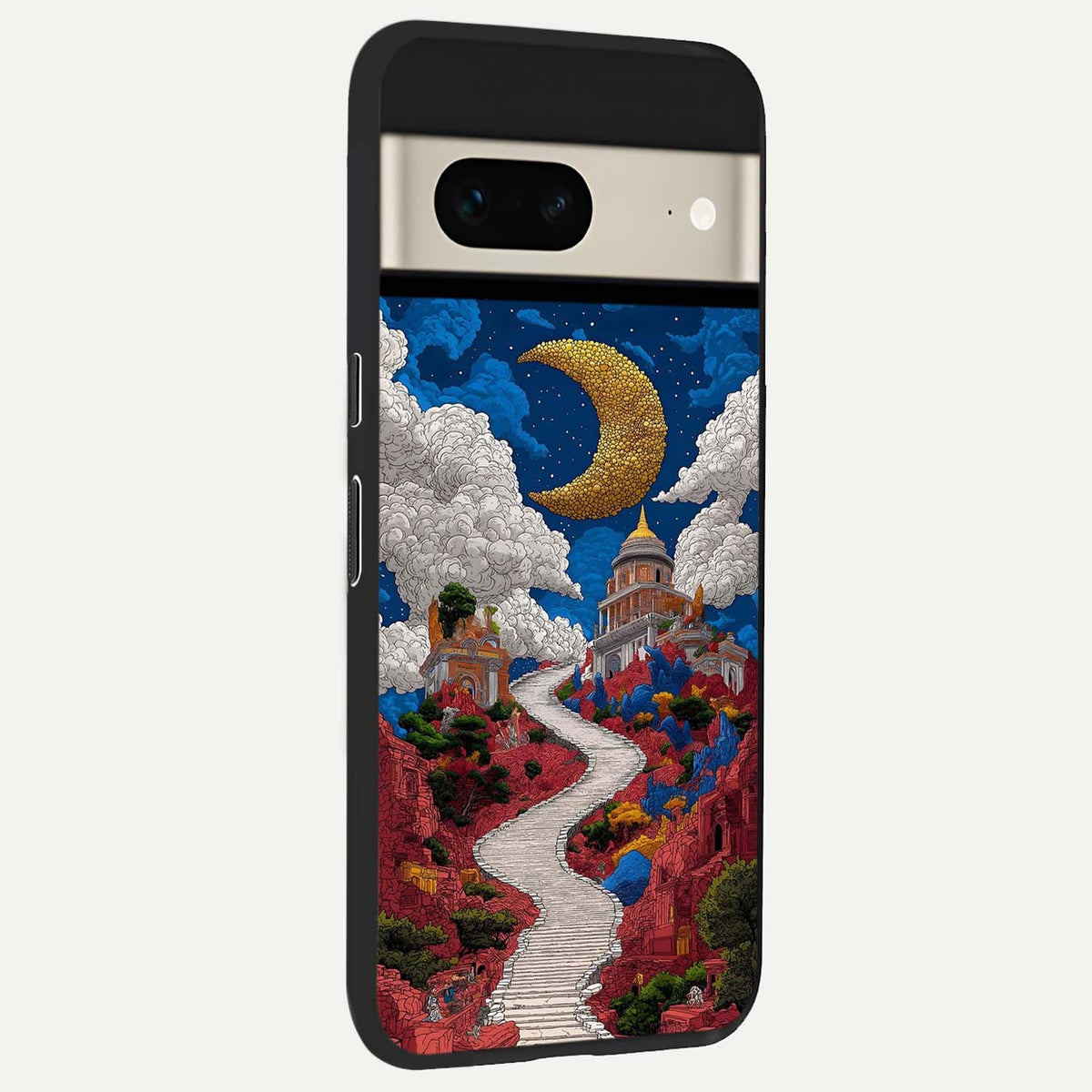  Heavenly Moon Path back cover For Google Pixel 7 slim fit glass case with vibrant aesthetic design