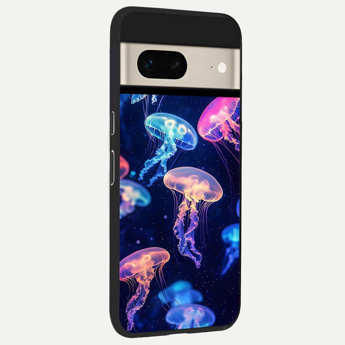  Jellyfish Pattern back cover For Google Pixel 7 slim fit glass case with vibrant aesthetic design