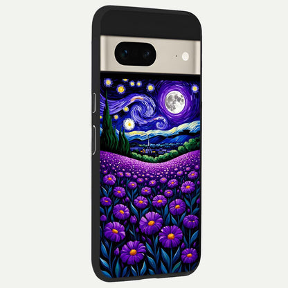  Lavender Moon Field back cover For Google Pixel 7 slim fit glass case with vibrant aesthetic design