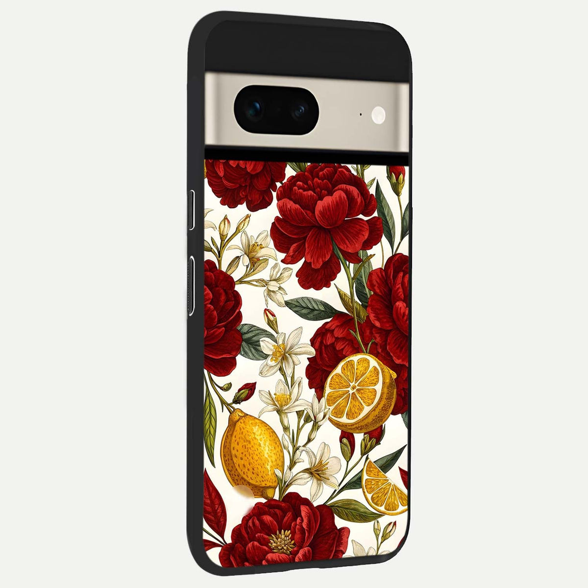  Lemon Rose Charm back cover For Google Pixel 7 slim fit glass case with vibrant aesthetic design