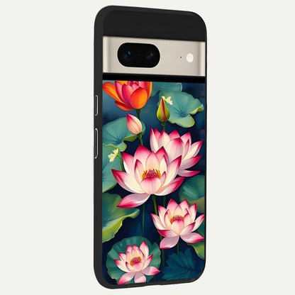  Lotus Dream Serenity back cover For Google Pixel 7 slim fit glass case with vibrant aesthetic design