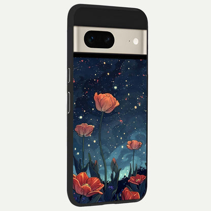  Midnight Tulip Glow back cover For Google Pixel 7 slim fit glass case with vibrant aesthetic design