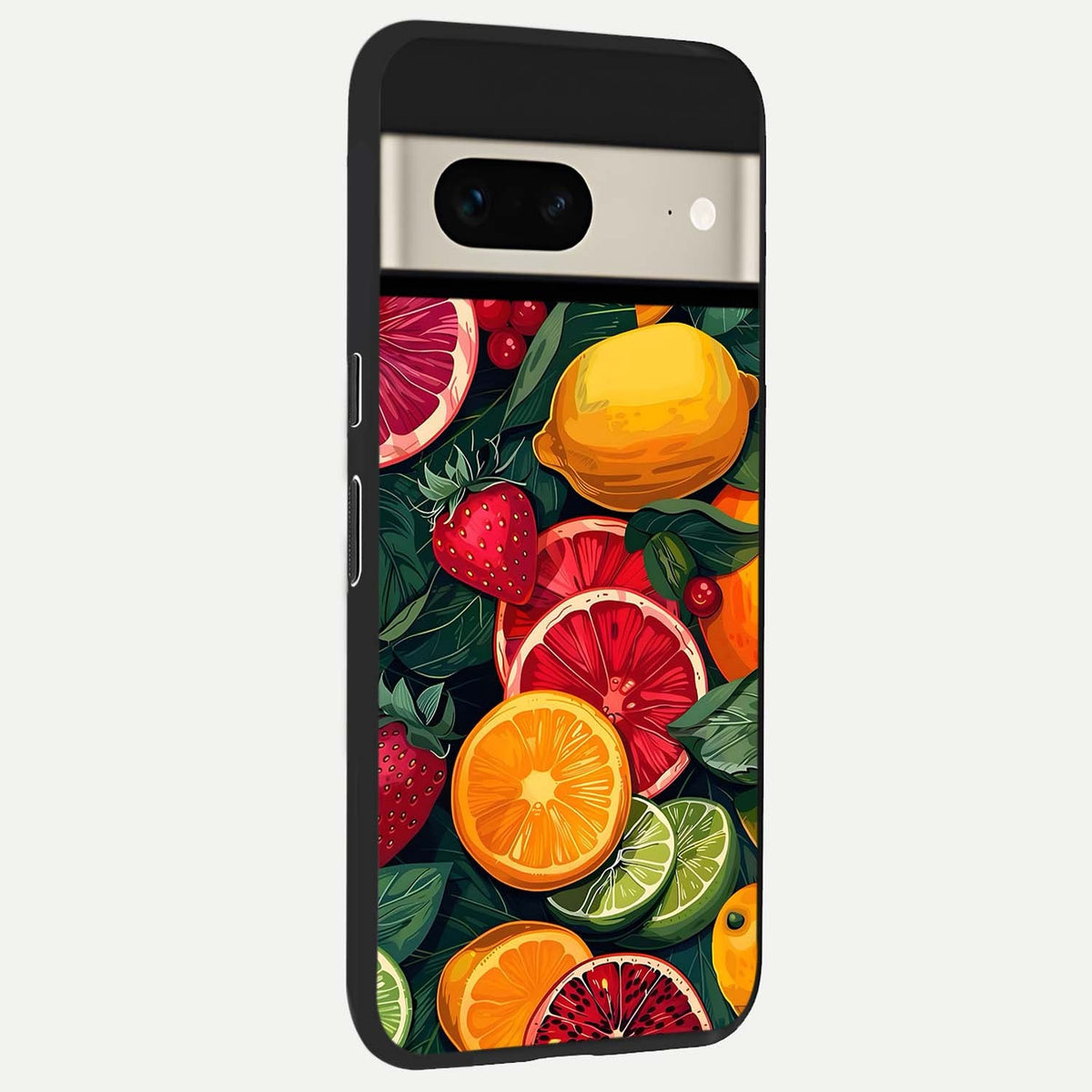  Multiple Fruits back cover For Google Pixel 7 slim fit glass case with vibrant aesthetic design