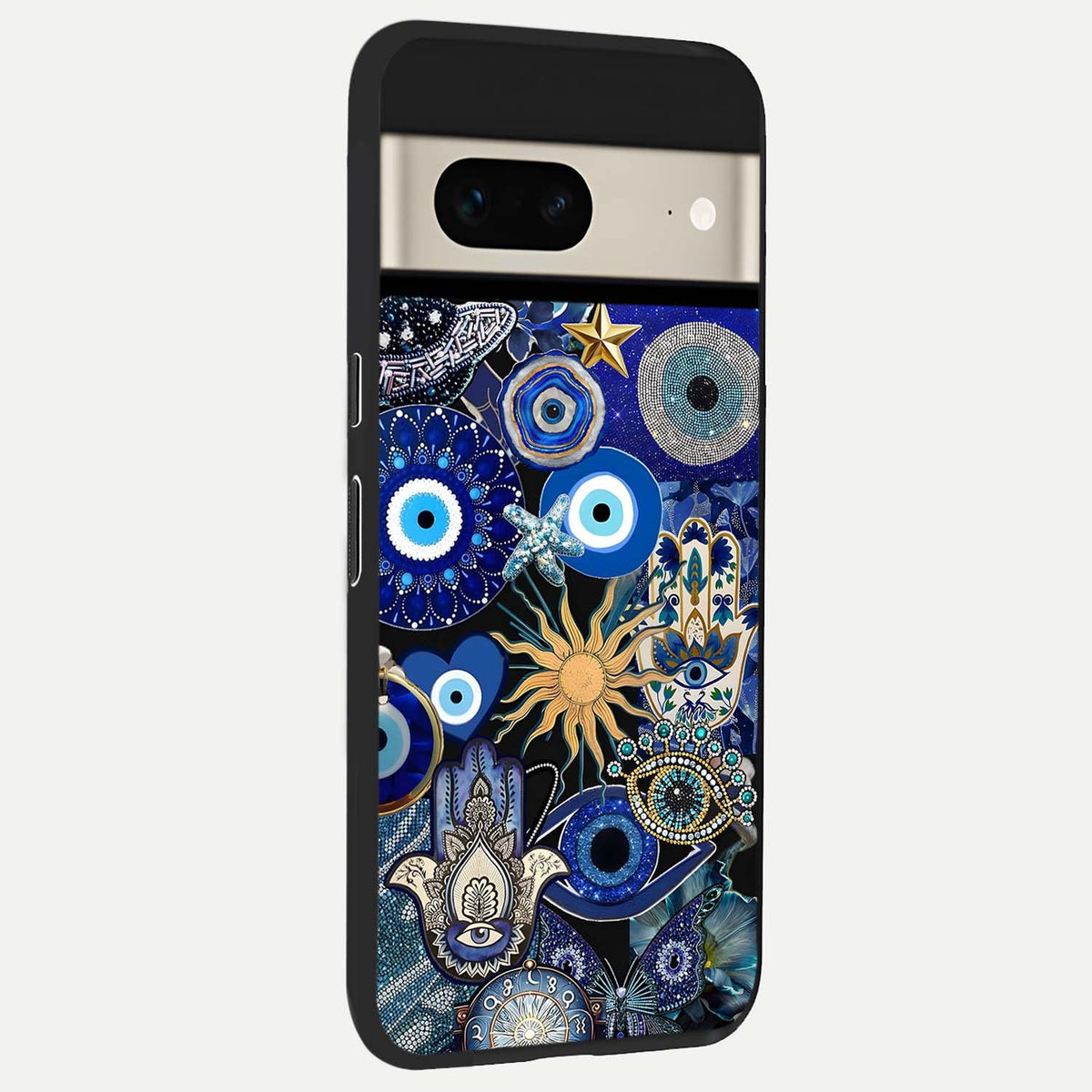  Mystic Blue Evil Eye back cover For Google Pixel 7 slim fit glass case with vibrant aesthetic design