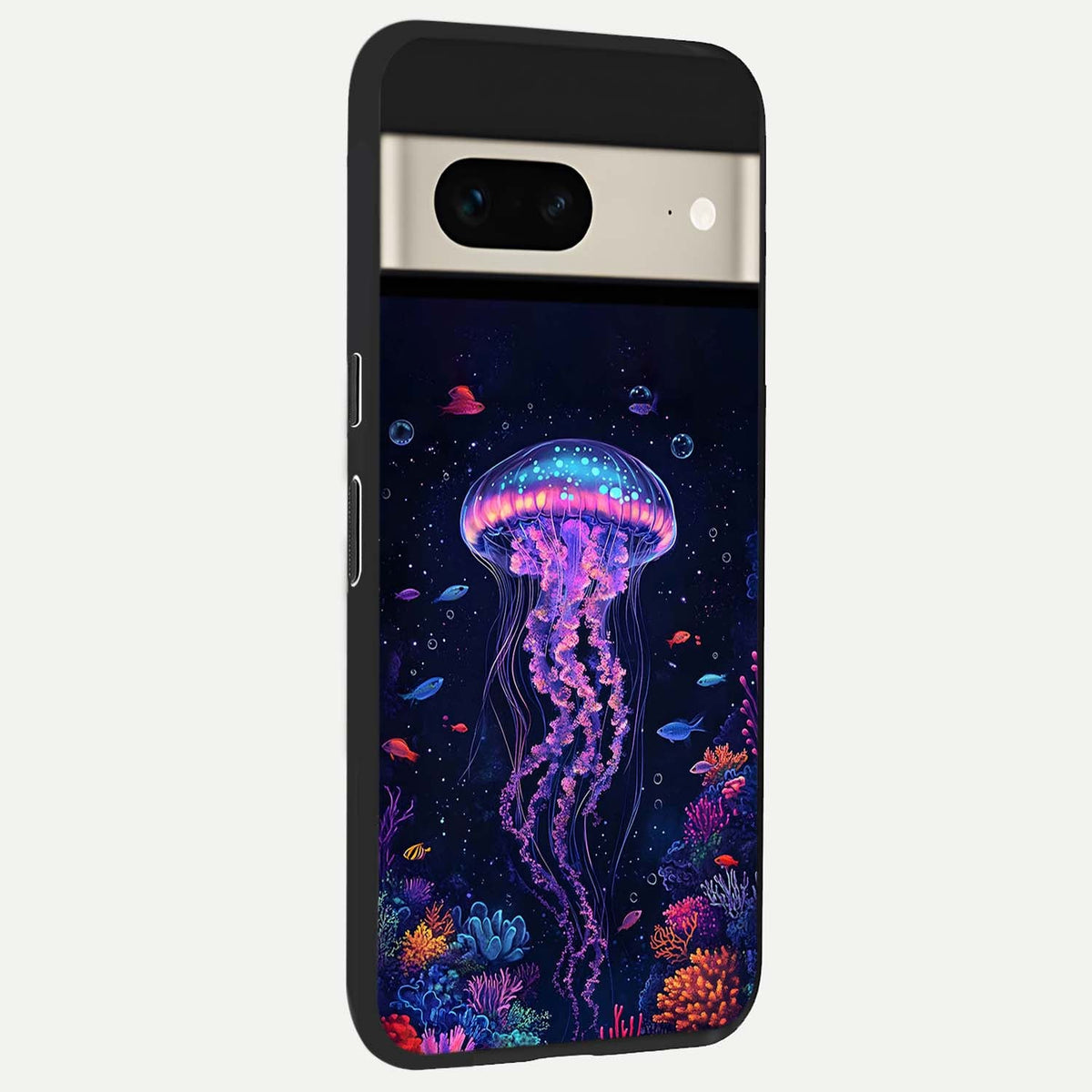  Neon Jellyfish back cover For Google Pixel 7 slim fit glass case with vibrant aesthetic design