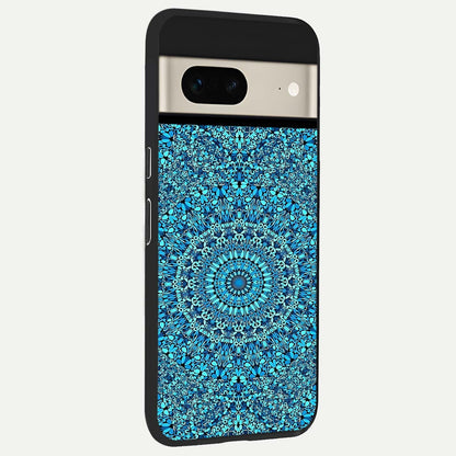  Ocean Bloom Mandala back cover For Google Pixel 7 slim fit glass case with vibrant aesthetic design