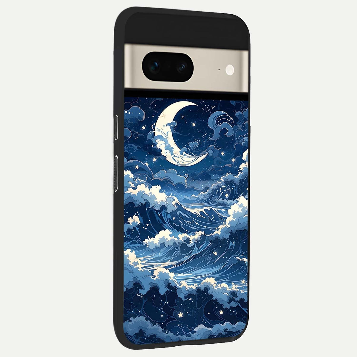  Ocean Moon Waves back cover For Google Pixel 7 slim fit glass case with vibrant aesthetic design