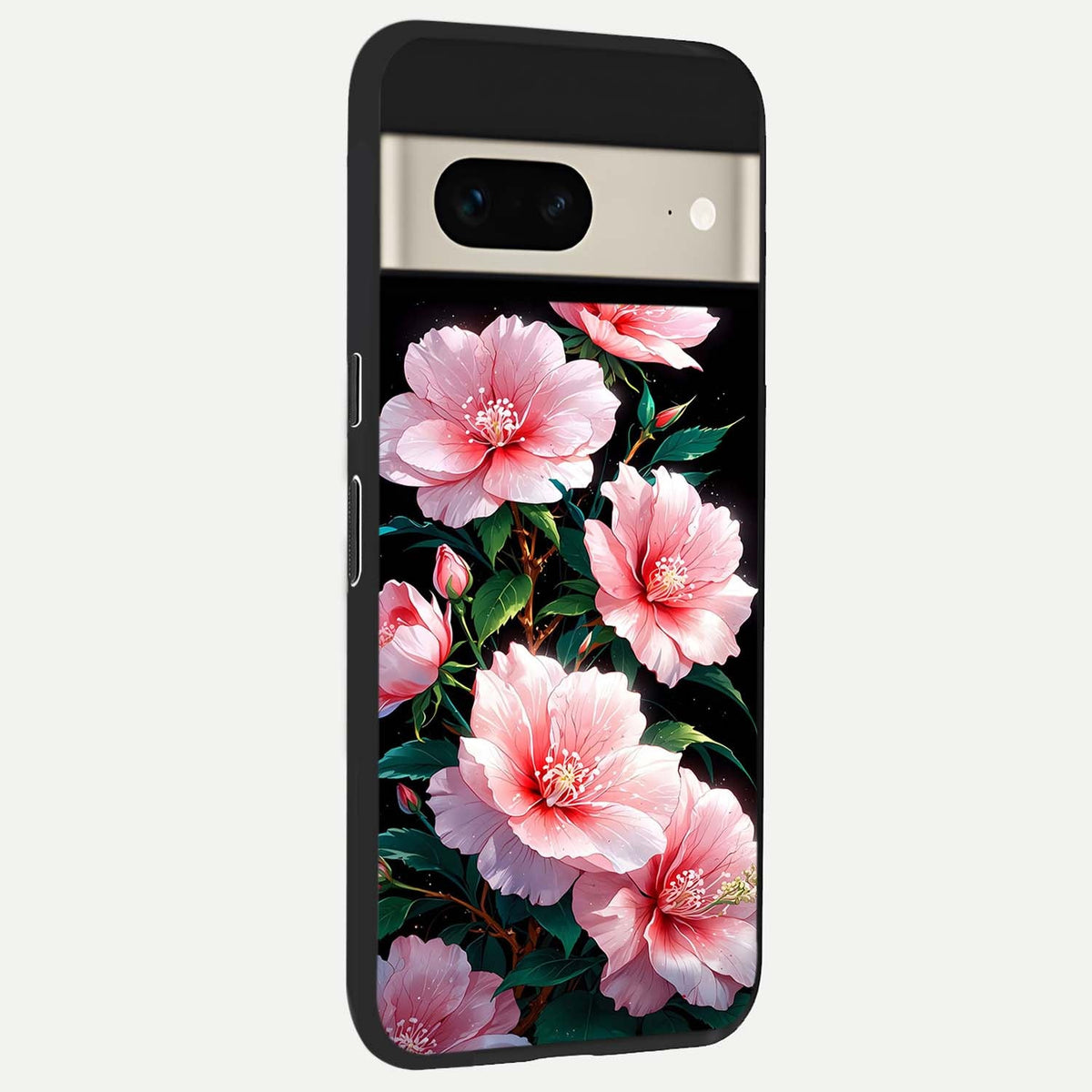  Peach Flower back cover For Google Pixel 7 slim fit glass case with vibrant aesthetic design