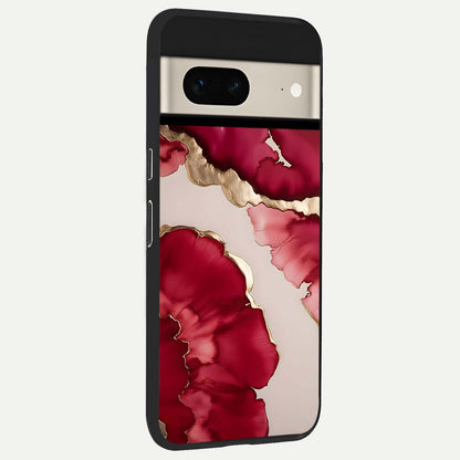  Pink And White Marble back cover For Google Pixel 7 slim fit glass case with vibrant aesthetic design