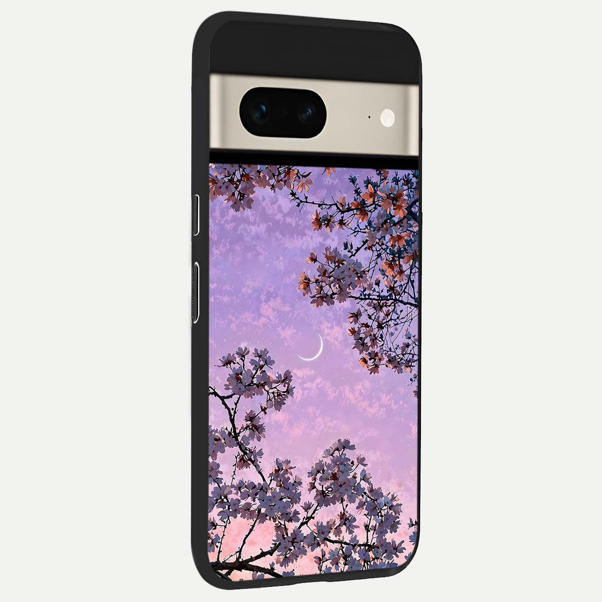  Purple Serenity Moon back cover For Google Pixel 7 slim fit glass case with vibrant aesthetic design
