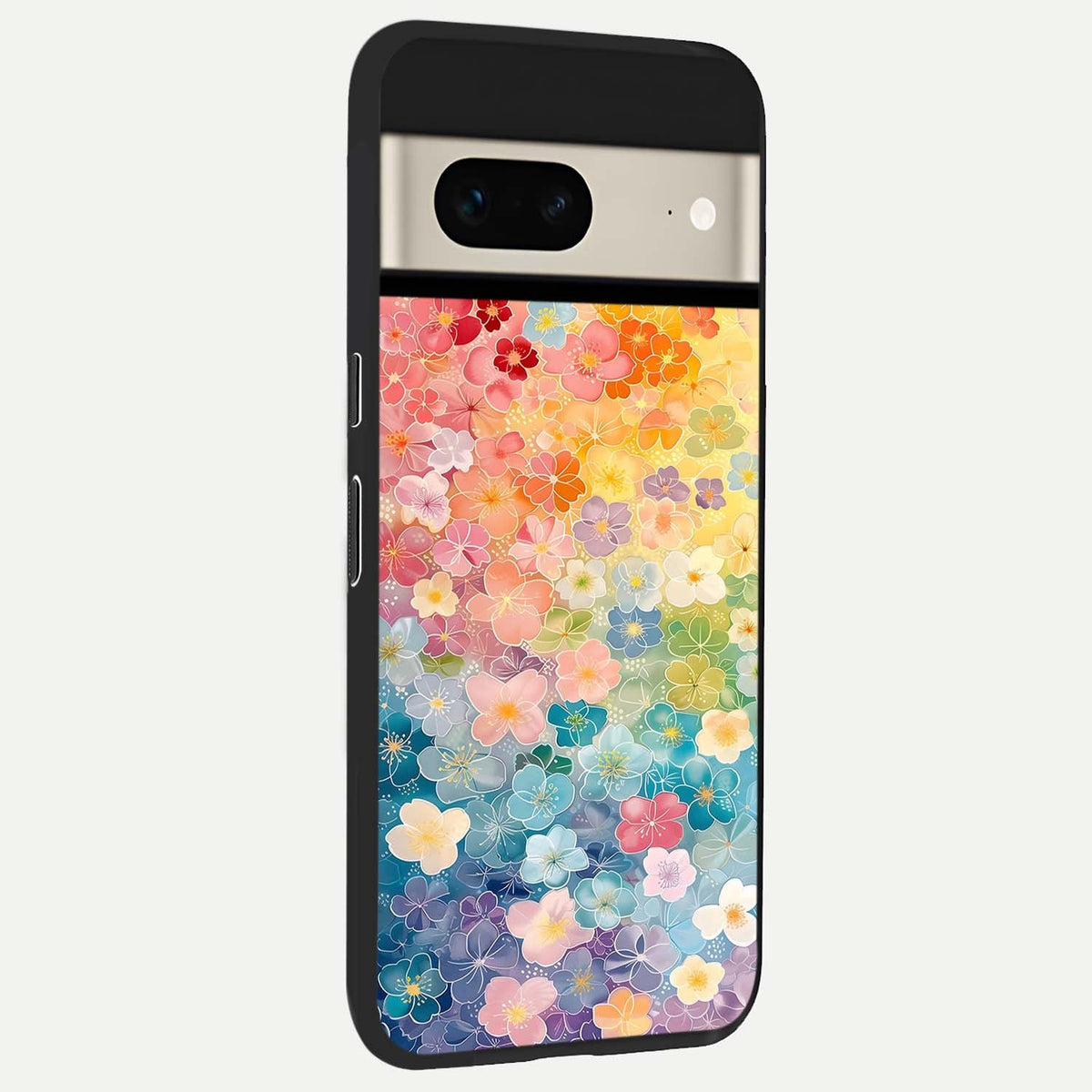  Rainbow Blossom Burst back cover For Google Pixel 7 slim fit glass case with vibrant aesthetic design
