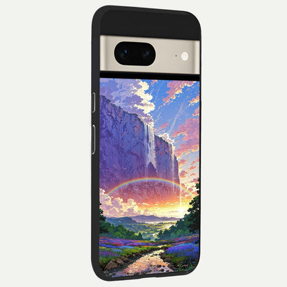  Rainbow Valley Dream back cover For Google Pixel 7 slim fit glass case with vibrant aesthetic design