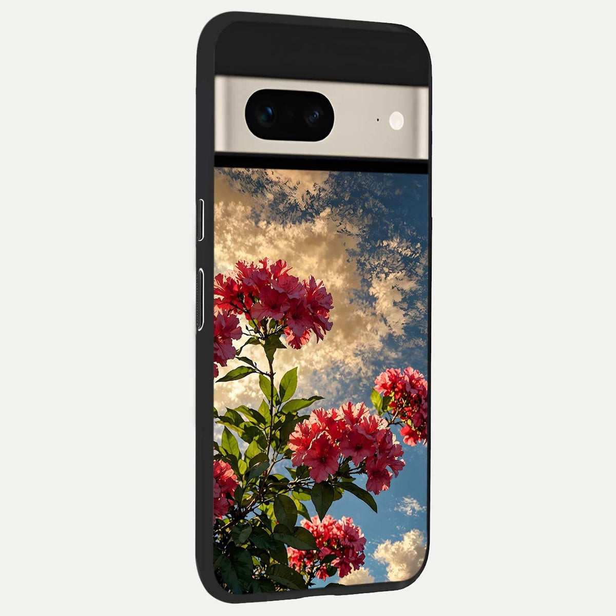  Red Bloom Skies back cover For Google Pixel 7 slim fit glass case with vibrant aesthetic design