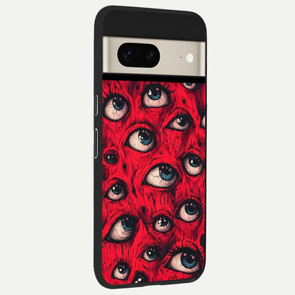  Red Eyes Pattern back cover For Google Pixel 7 slim fit glass case with vibrant aesthetic design