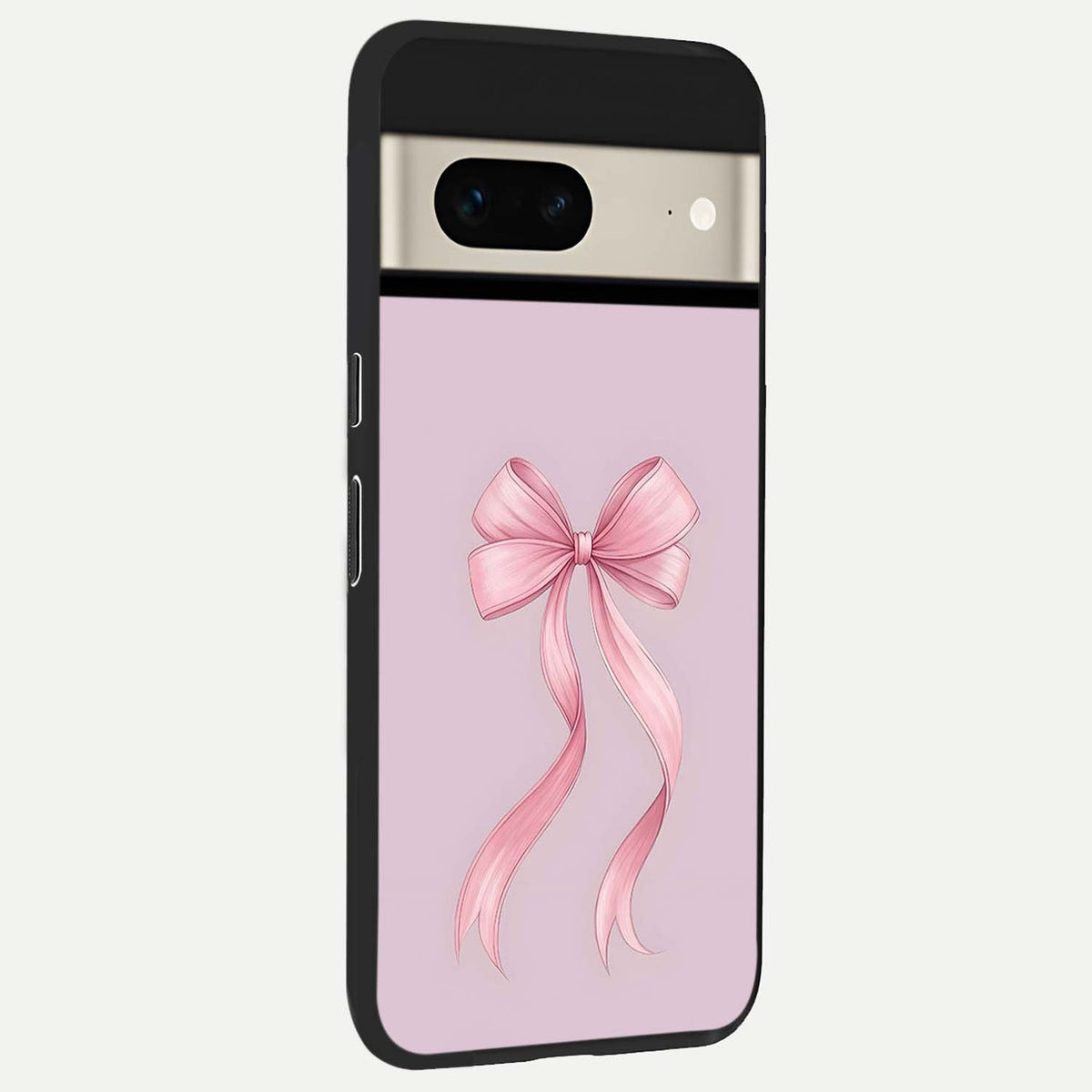  Soft Blush Bow back cover For Google Pixel 7 slim fit glass case with vibrant aesthetic design