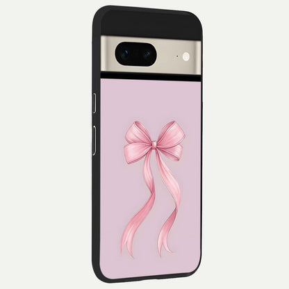  Soft Blush Bow back cover For Google Pixel 7 slim fit glass case with vibrant aesthetic design