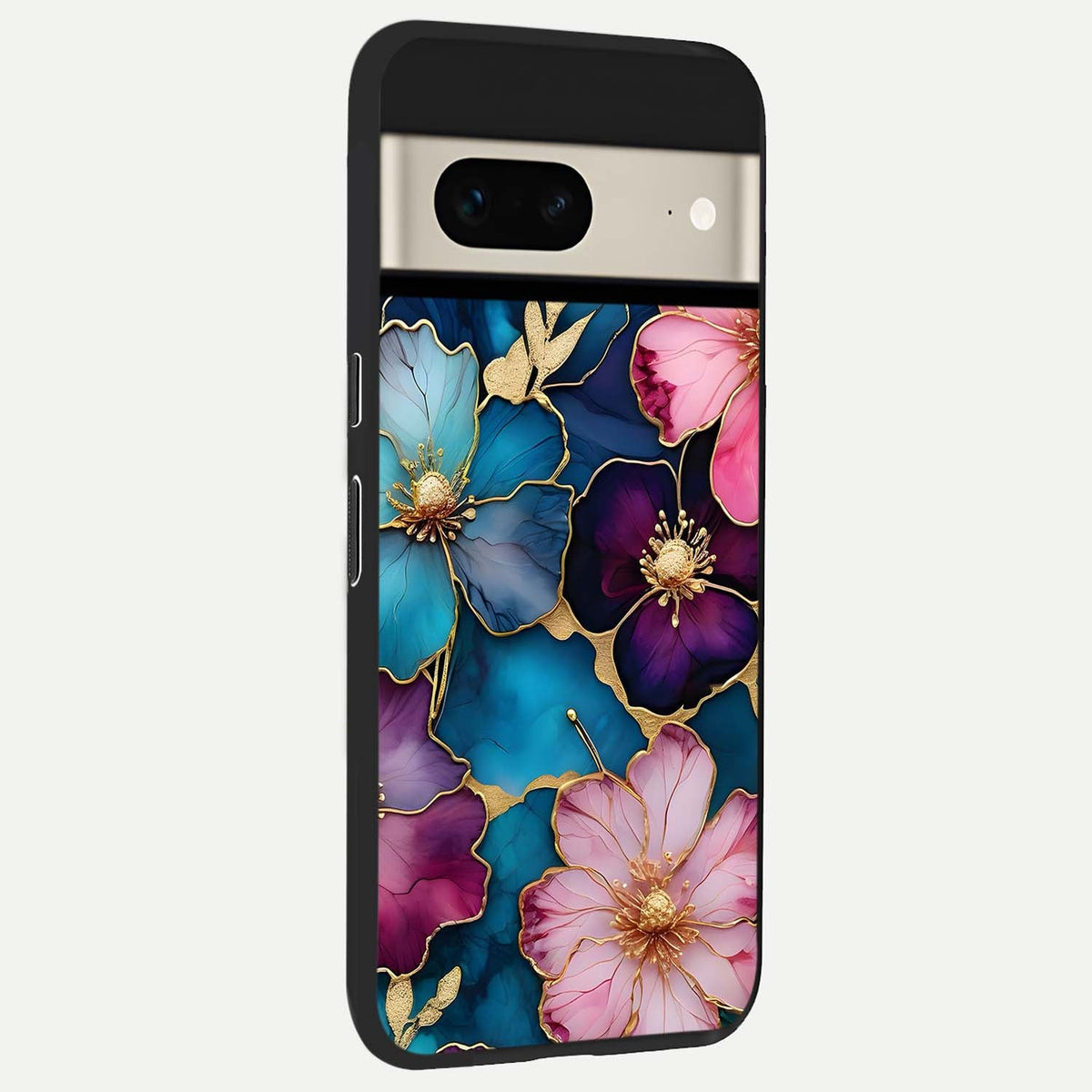  Sparkle Floral back cover For Google Pixel 7 slim fit glass case with vibrant aesthetic design