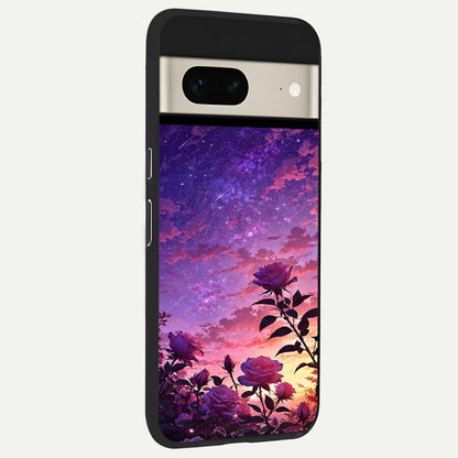  Starlit Rose Twilight back cover For Google Pixel 7 slim fit glass case with vibrant aesthetic design