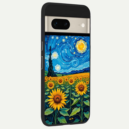 Starry Sunflower Dreams back cover For Google Pixel 7 slim fit glass case with vibrant aesthetic design