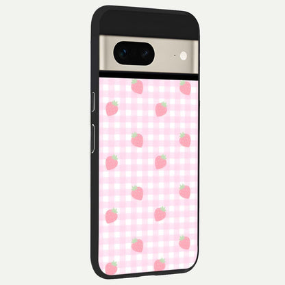  Strawberry Picnic Love back cover For Google Pixel 7 slim fit glass case with vibrant aesthetic design