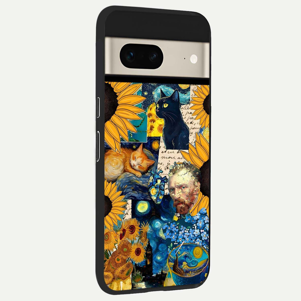  Sunflower Chic Mood Custom Name back cover For Google Pixel 7 slim fit glass case with vibrant aesthetic design