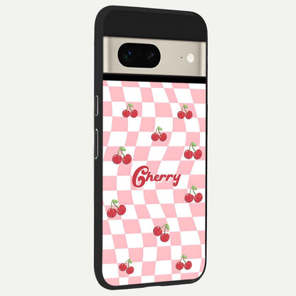  Sweet Cherry Vibes back cover For Google Pixel 7 slim fit glass case with vibrant aesthetic design