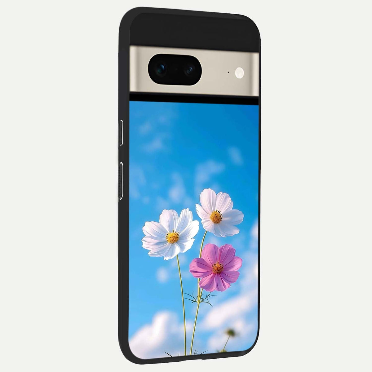  Tripple Flowers With Sky back cover For Google Pixel 7 slim fit glass case with vibrant aesthetic design