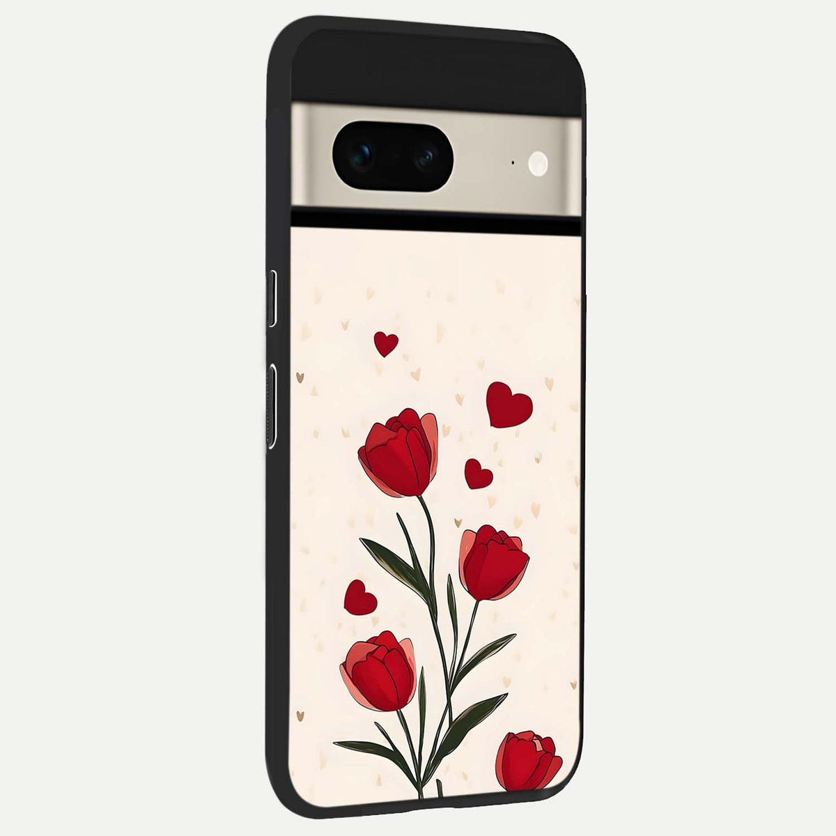  Tulip With Heart back cover For Google Pixel 7 slim fit glass case with vibrant aesthetic design