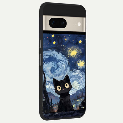  Van Gogh Cat back cover For Google Pixel 7 slim fit glass case with vibrant aesthetic design