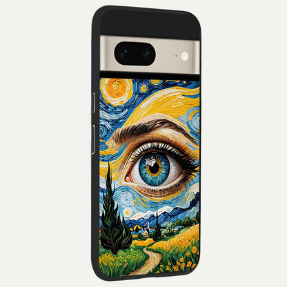  Van Gogh Eye back cover For Google Pixel 7 slim fit glass case with vibrant aesthetic design