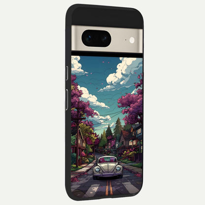  Vintage Street Drive back cover For Google Pixel 7 slim fit glass case with vibrant aesthetic design