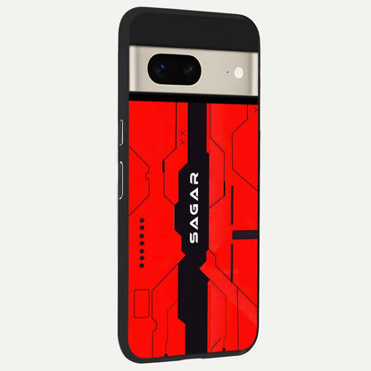  Voltage Rise CYBERPUNK Custom Name back cover For Google Pixel 7 slim fit personalized glass case with bold cyberpunk design