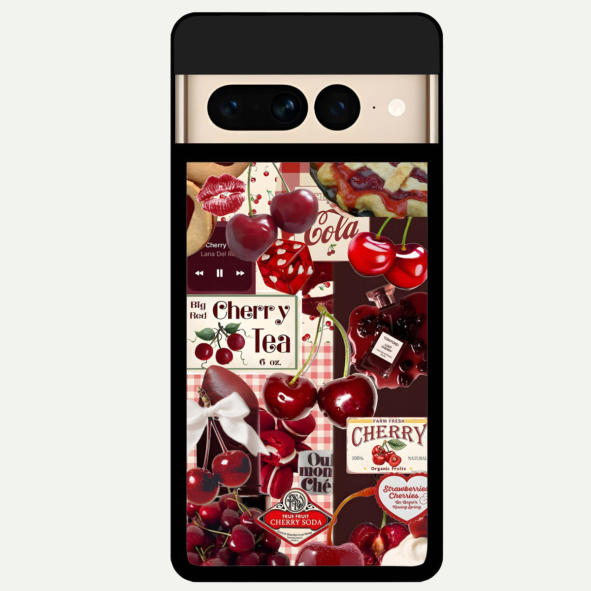  Aesthetic Cherry Tea Glass Case For Google Pixel 7 Pro back cover – full design glossy printed glass finish