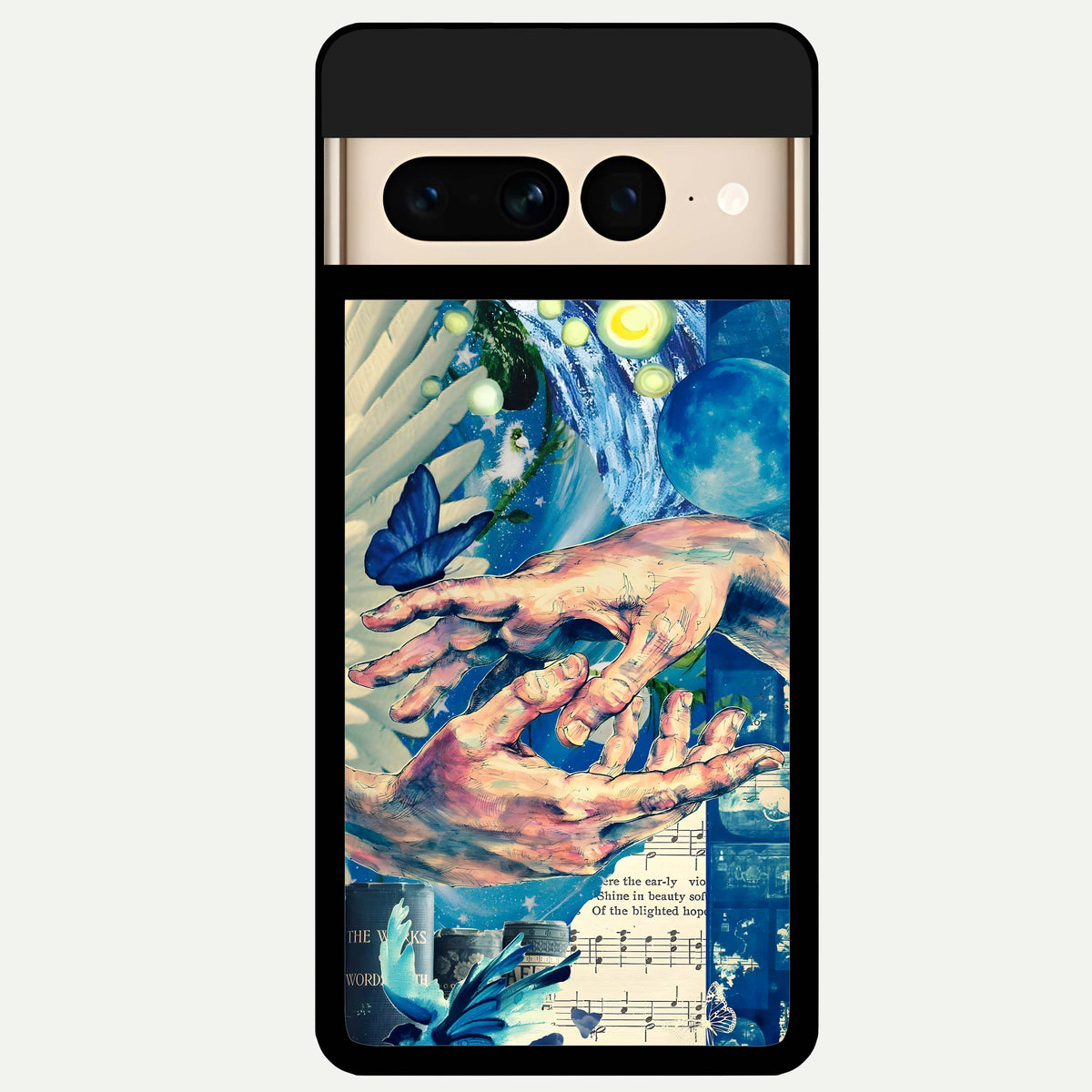  Aesthetic Divider Glass Case For Google Pixel 7 Pro back cover – full design glossy printed glass finish