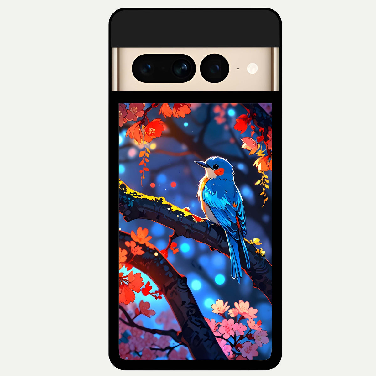  Blooming Water Drift Glass Case For Google Pixel 7 Pro back cover – full design glossy printed glass finish